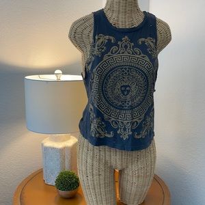 Versace Inspired distressed cut off muscle tee